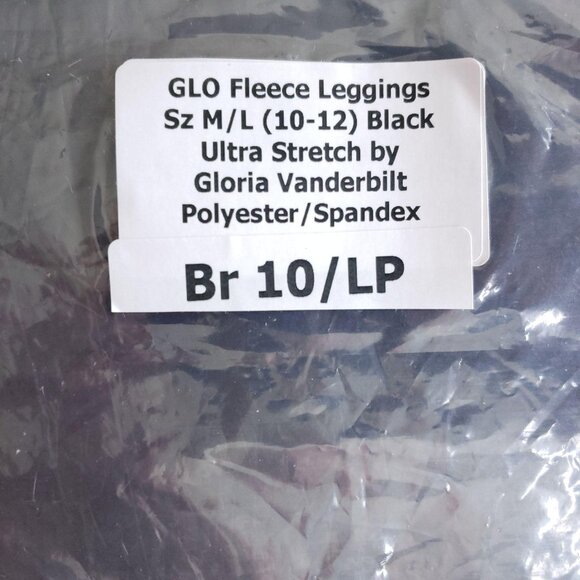 Glo Fleece Leggings Size M/L (10-12) Black Ultra Stretch By Gloria Vanderbilt - Picture 5 of 6